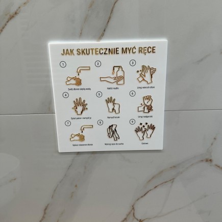 TABLICZKA INFORMACYJNA JAK SKUTECZNIE MYĆ RĘCE - 3D