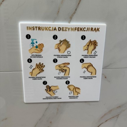 3D-INFORMATIONSSCHILD „ANLEITUNG ZUR HÄNDEDESINFEKTION“