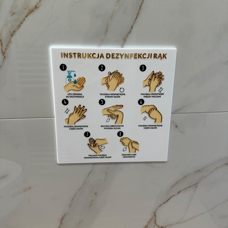 3D-INFORMATIONSSCHILD „ANLEITUNG ZUR HÄNDEDESINFEKTION“
