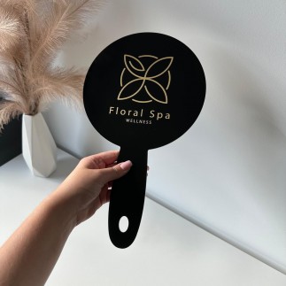 PERSONALISIERTES HANDSPIEGEL IM RUNDDESIGN MIT LOGO
