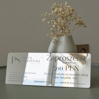 Voucher grawerowany premium lustrzany srebrny – idealny do prestiżowych salonów i spa