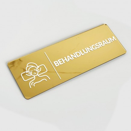 VERSPIEGELTES INFORMATIONSSCHILD BEHANDLUNGSRAUM