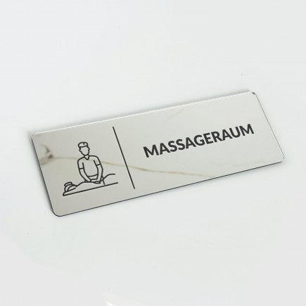 VERSPIEGELTES INFORMATIONSSCHILD „MASSAGERAUM“