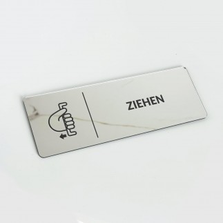 VERSPIEGELTES INFORMATIONSSCHILD „ZIEHEN“