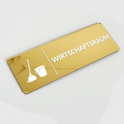 VERSPIEGELTES INFORMATIONSSCHILD „WIRTSCHAFTSRAUM“