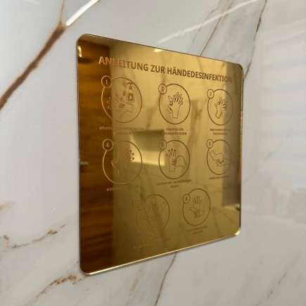 INFORMATIONSSCHILD „ANLEITUNG ZUR HÄNDEDESINFEKTION“ – GRAVUR