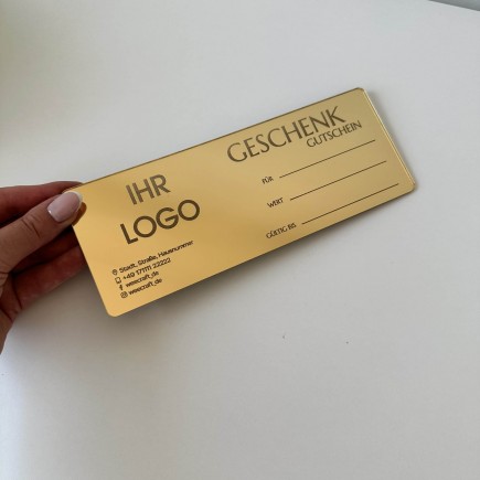 PREMIUM-GUTSCHEIN AUS ACRYL MIT GRAVUR