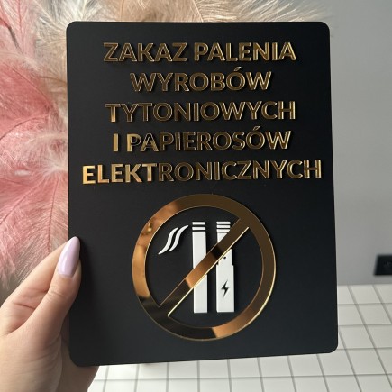 TABLICZKA INFORMACYJNA ZAKAZ PALENIA WYROBÓW TYTONIOWYCH I ELEKTRONICZNYCH - 3D