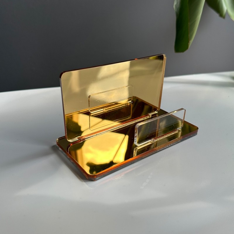 SPIEGELNDER VISITENKARTENHALTER IN GOLD