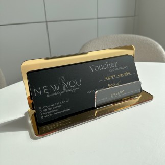 EXKLUSIVER VOUCHERHALTER IN GOLDENER SPIEGELOPTIK