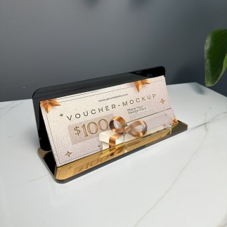 EXKLUSIVER VOUCHERHALTER IN SCHWARZ-GOLD