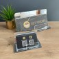 EXKLUSIVES SET AUS VOUCHERHALTER UND VISITENKARTENHALTER IN SILBERNER SPIEGELOPTIK