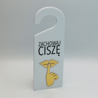 Tabliczka ZACHOWAJ CISZĘ lustrzane złoto